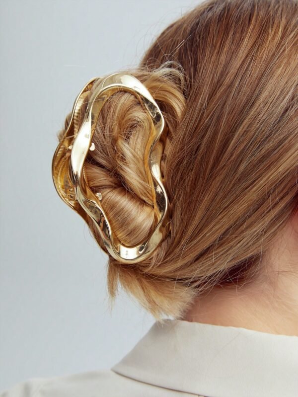 MOTF PREMIUM PRESILHA DE CABELO DOURADA VAZADA DE FORMA ASSIMÉTRICA, ELEGANTE, PARA ESCOLA