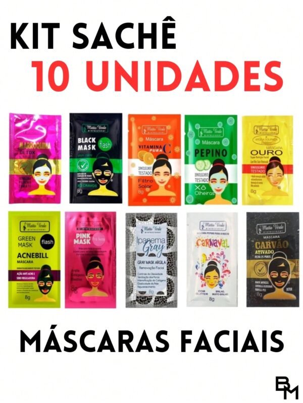 Kit Máscara Facial Sachê 8g - Matto Verde - 10 unidades