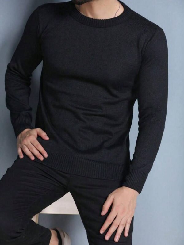BLUSA SUÉTER DE TRICO LÃ MASCULINO LISA GOLA REDONDA MANGA LONGA INVERNO