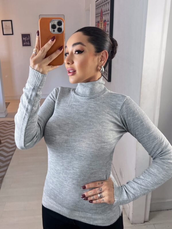 Blusa Tricot Linho Blusa Gola Alta basica