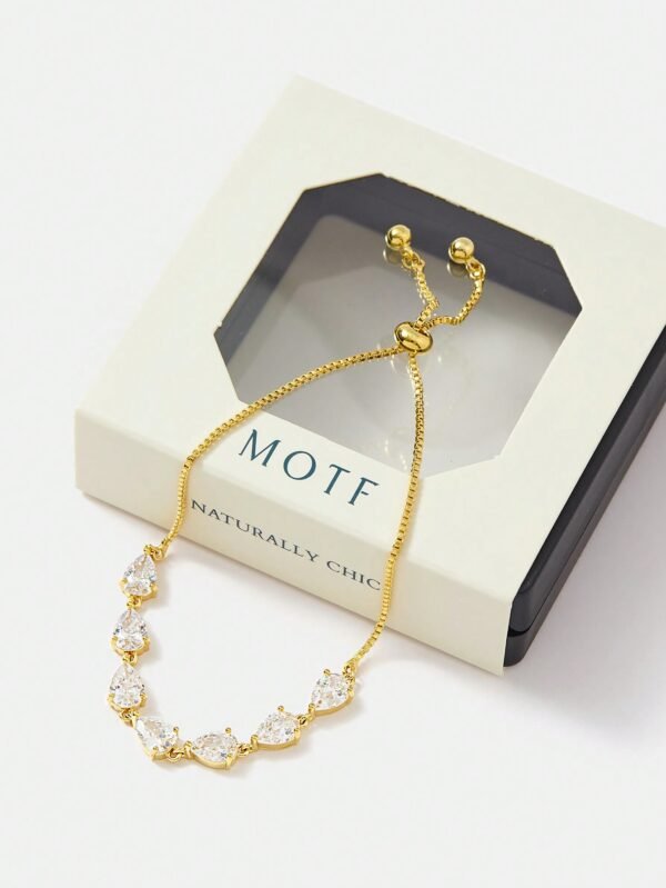 MOTF PREMIUM Pulseira Folheada a Ouro 18K com Zircônia Cúbica em Formato de Folha
