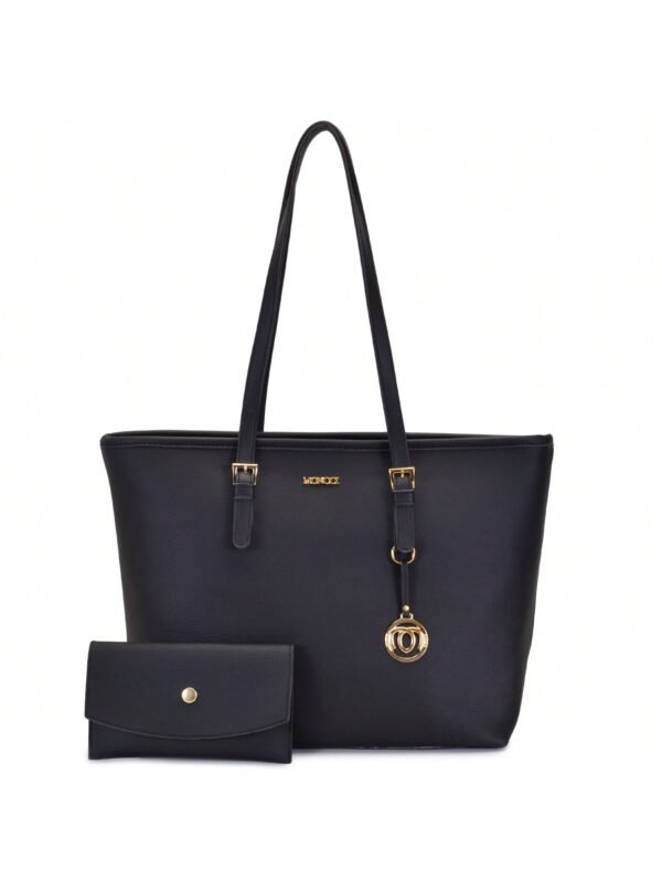 Bolsa grande feminina fivela faculdade culto igreja trabalho elegante de ombro com zíper e carteira tipo necessaire Mimi Moncci