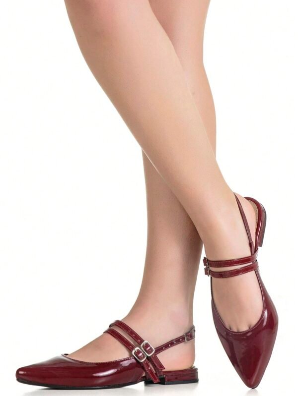GiGiL Sapato Feminino Sapatilha Slingback Rasteira Bico Fino Fivelas Mule Social Casual Gigil
