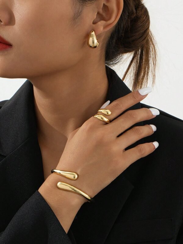 3 Peças Conjunto de Anel, Pulseira e Brincos com Estilo Geométrico Abstrato Exagerado tipo Cobra, Adequado para Festas, Ocasiões Casuais e Românticas