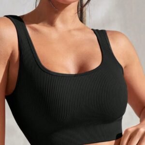 Top Academia Fitness Feminino Em Malha Canelada