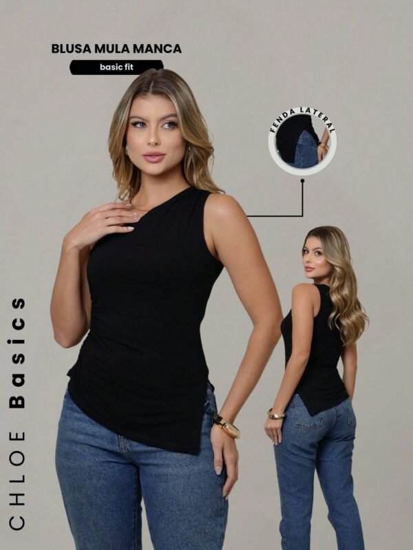 Blusa Um Ombro So Mula Manca Gringa Assimétrica Sofisticada