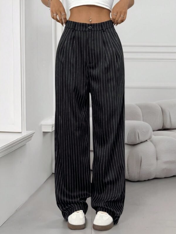 SV Calça Pantalona Alfaiataria Listrada Wide Leg