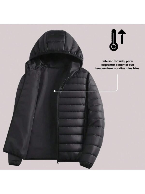 Jaqueta Unissex Puffer Forrada Com Capuz Proteção Frio