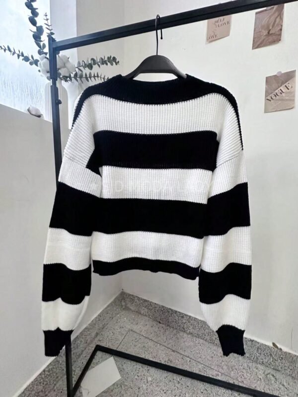 SJD MODA LADY sueter croped listrado e solido trico modal ombro caido super outono inverno estilo coreano