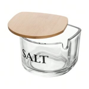 Wolff Saleiro de Vidro com Tampa de Bambu 10x10x8cm - Wolff