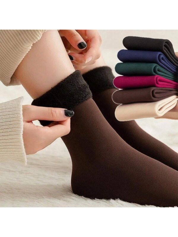 Kit 03 Meias Grossas De Lã Térmicas Flexíveis Coloridas Femininas De Inverno Lisa
