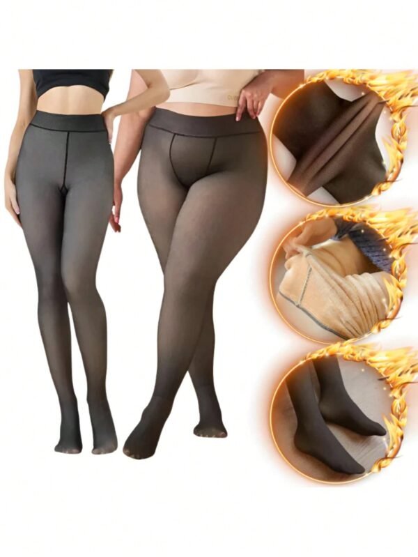 Meia Calca Feminina Termica Forrada pelucada Elástica Slim Leggings P ao Plus size