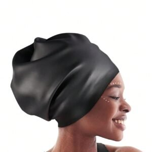 Touca de Natação Extra Grande para Tranças e Dreads Extensões Tranças Cabelo Longo, Capa de Silicone À Prova D'água para Ouvido Banho Piscina Chuveiro Touca de Natação para Adultos e Jovens para Manter o Cabelo Seco, Fácil de Vestir e Tirar