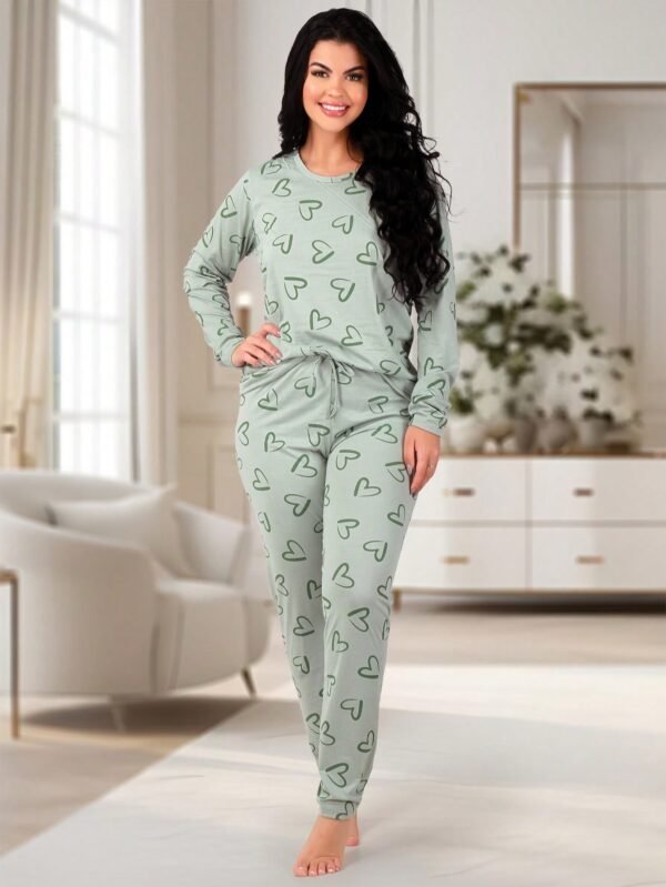 Pijama Feminino Coração de Suede Calça e Blusa Manga longa Inverno REF:PJCO