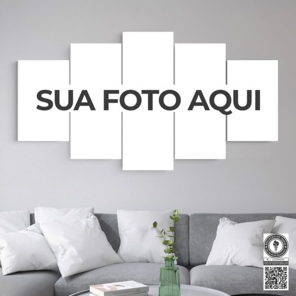 Quadro Decorativo Personalizado Com Foto 120x60 Mosaico 5 Peças