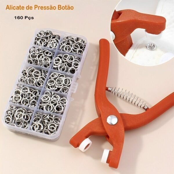 Alicate De Botões Fixador Prensa Manual Ferramenta Com 180 Peças Para Roupas/Acessórios Sem Costura