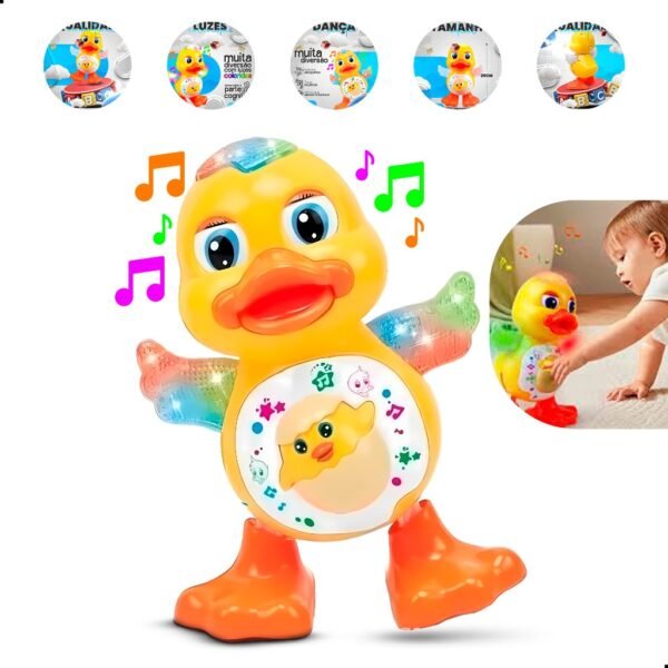 Brinquedo Patinho Pato Dançarino Musical Com Som Luz Infantil