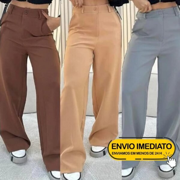 Calça Pantalona Alfaiataria Premium Wide Leg Elegante
