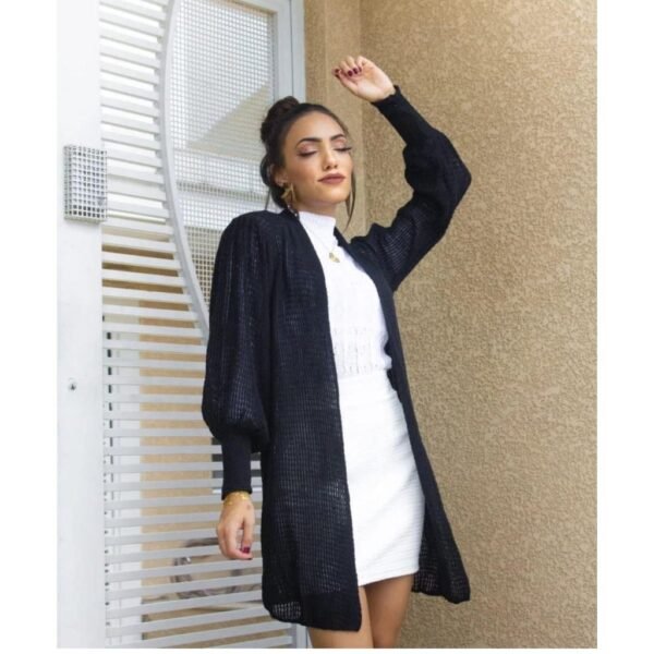 Cardigan Manga Bufante Outono/Inverno