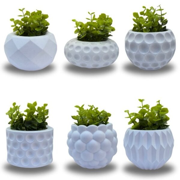 Kit 6 vasos decorativos com plantas artificiais inclusas para decoração sala quarto banheiro lavabo cozinha