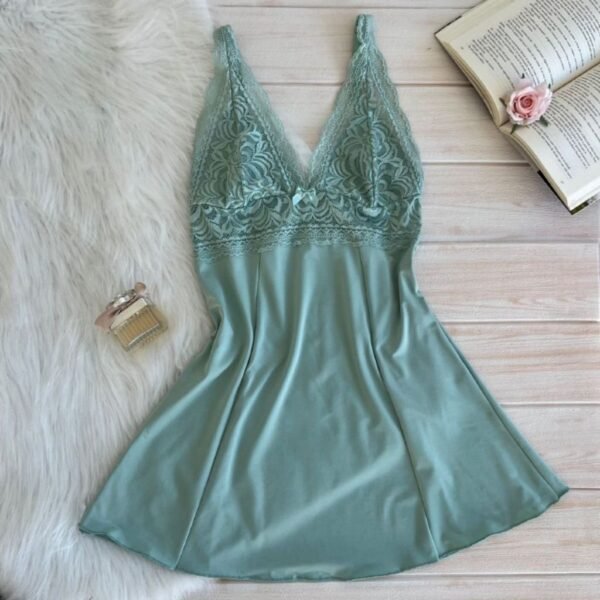 Camisola Feminina Curta Sem Bojo Renda Busto Pijama Lingerie Moda Intima Linha Noite