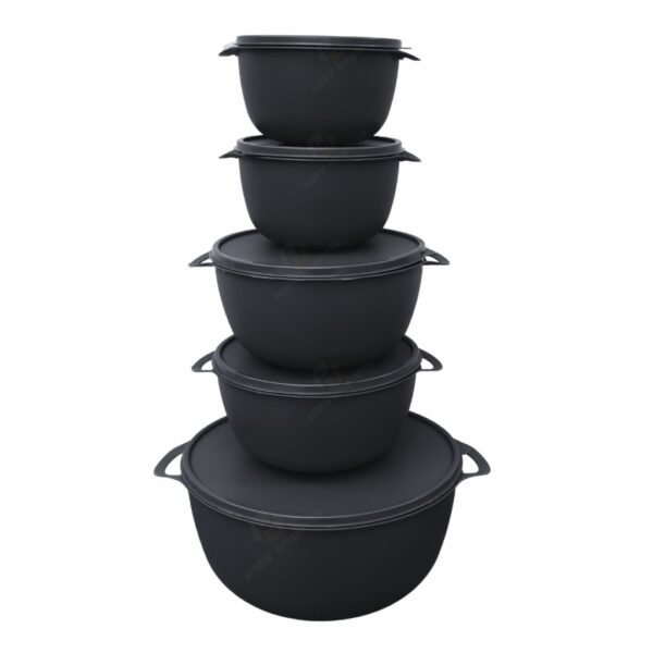 Kit 5 Potes Plásticos Bowl Redondo Com Tampa BPA Free Para Mantimentos Cozinha