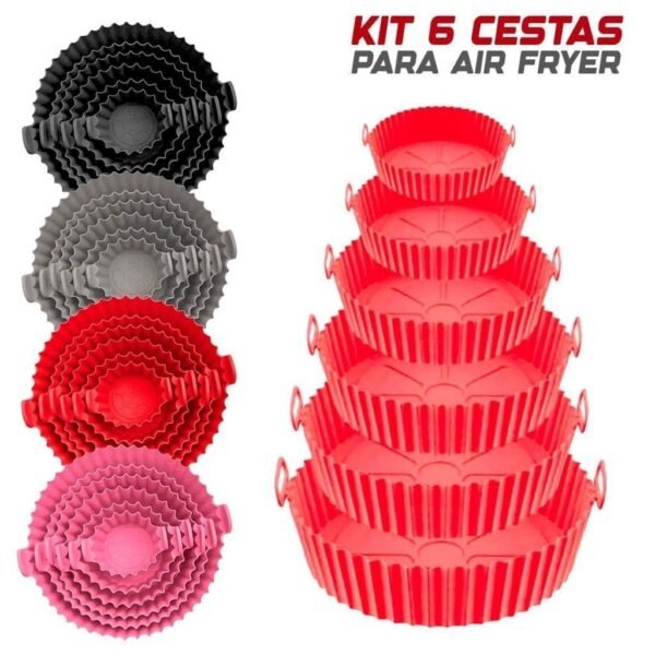Kit 6 Capas Protetoras de AirFryer de Silicone Diferentes Medidas