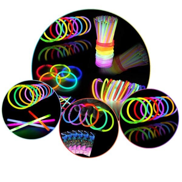 KIT 100 Unidades Pulseira Neon Fluorescente Festa Alto Brilho Carnaval