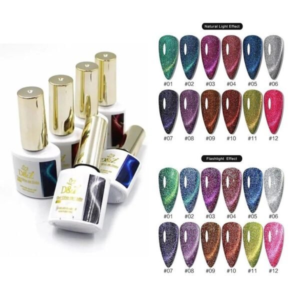 Kit 6 Esmaltes Uv/Led - Olho de Gato - D&Z - 10ml /// SORTIDO !! Acompanha IMÃ !!!data 08-2025