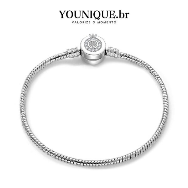 Pulseira Redonda Banhada A Prata Antialérgica Com Trava Única Pulseira Coroa Brilhante