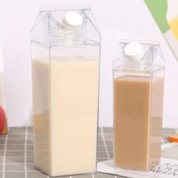 Garrafa De Acrílico Transparente Caixa  Portátil Geladeira Leite Suco Bebidas Água 500ml ou1000ml