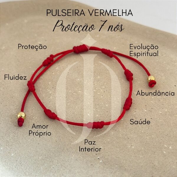 Pulseira 7 Nós Vermelha Ajustável Proteção Kabbalah