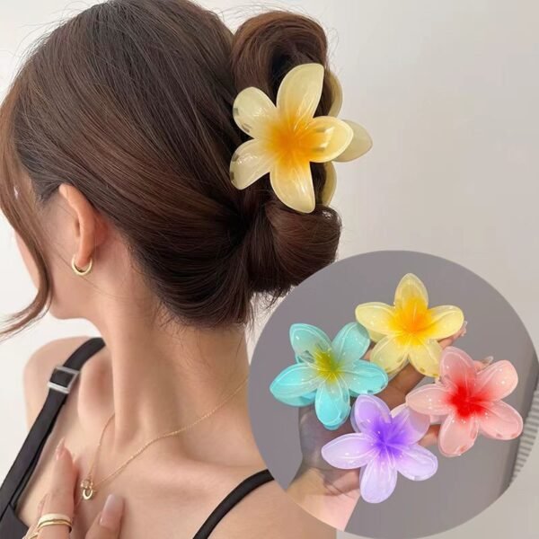 Grampo De Cabelo De Flor Transparente Coreano , Clipe De Garra Frangipani Para Mulheres , Acessório Criativo