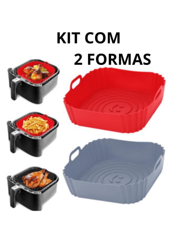 kit Com 2 Formas Quadrada Assadeira Air fryer Silicone