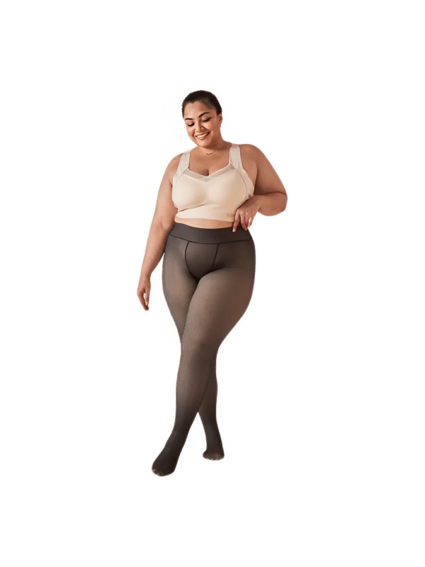 Meia Calça Térmica Plus Size Peluciada Translucida de Lã Super Elástica Slim Peça Quente De Inverno - Preto Do G1 Ao G4