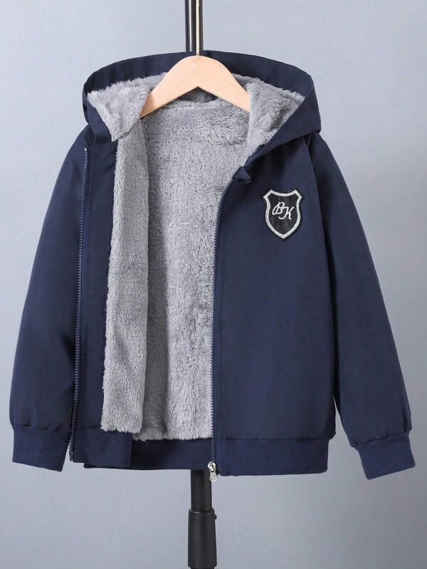 SHEIN Jaqueta com Capuz, Forrada e Térmica, Para Meninos Pré-Adolescentes, Outono e Inverno