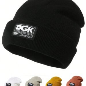 1 peça Gorro de Tricô Quente de Inverno para Homens com Etiqueta de Tecido, Gorro À Prova de Frio Unissex Adequado para Esqui ao Ar Livre