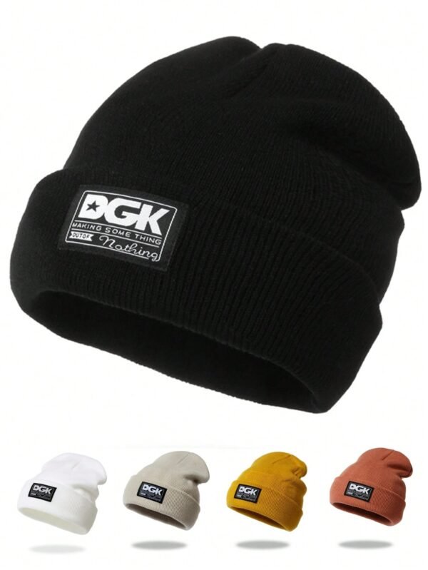 1 peça Gorro de Tricô Quente de Inverno para Homens com Etiqueta de Tecido, Gorro À Prova de Frio Unissex Adequado para Esqui ao Ar Livre