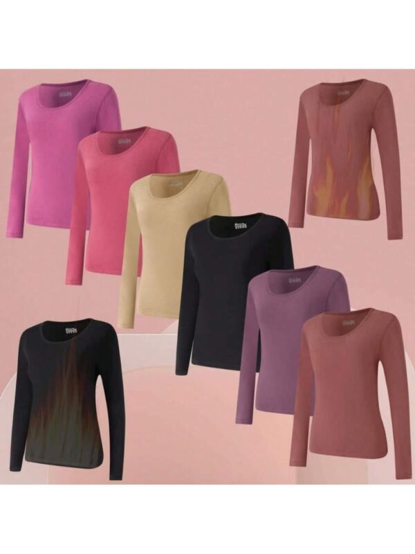 Z&D Blusa Térmica Feminina Segunda Pele Manga Larga Dupla Camada Aveludada Z&D DRNY02 Cores Aleatório
