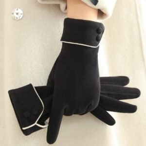 1 Par de Luvas de Inverno Femininas, À Prova de Vento, Forro Térmico, Compatível com Tela Sensível ao Toque, Design Elegante para Equitação, Direção, Todos os Dedos