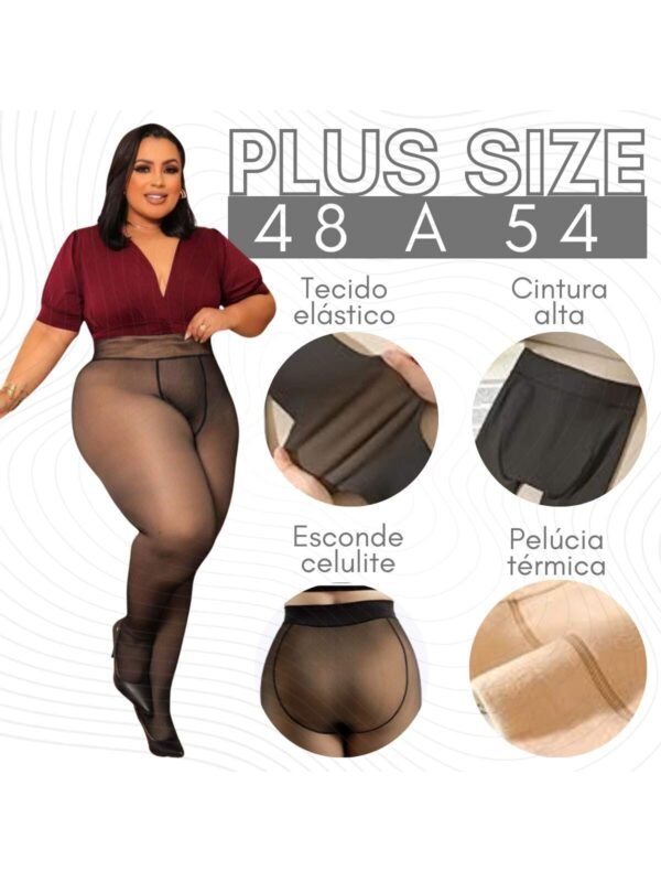 Meia Calça Plus Size 48 Ao 54 3XL Peluciada Térmica Forrada Translúcida De Lã Quente Feminina
