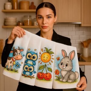 20 Pano de prato estampado com bainha - Pano de copa - guardanapo - 100% algodão pano de cozinha