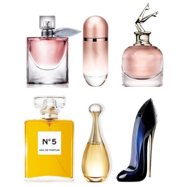 Kit 6 Perfumes Femininos (God Gil, La Vi, N°5, Scanda, 212 VP Ros, J'ador)