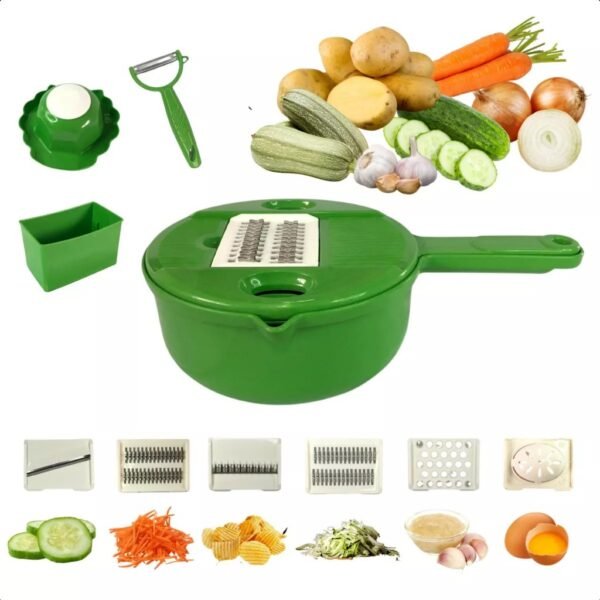 Kit Multifuncional de Cozinha - Cortador, Ralador e Descascador de Legumes e Vegetais com Armazenamento Prático
