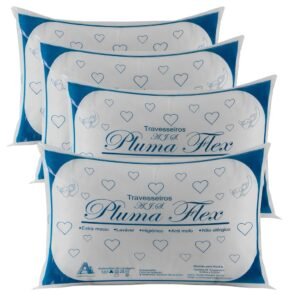 4 Travesseiro De Fibra Mista Promoção, Anti-ácaro, Antialérgico, Macio, Confortável, Grande