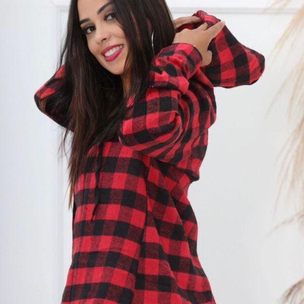 Camisa Feminina Flanelada Xadrez Blusa Flanelado Feminina Camisa Flanelada Xadrez Feminina com capuz