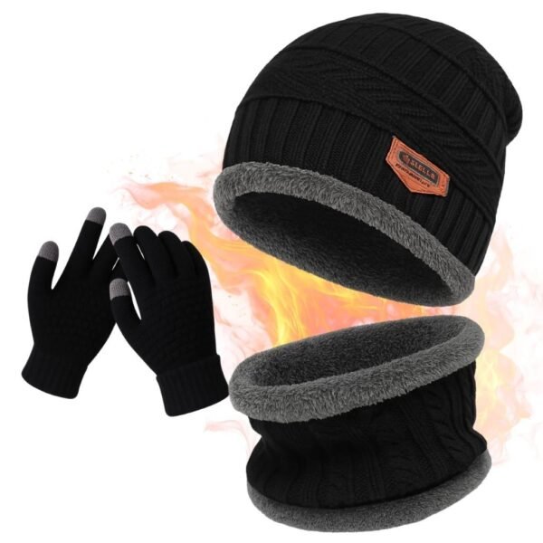 Kit De Frio Intenso Luva Touch + Touca e Protetor De Pescoço Pelinho Forrado Masculino Feminino