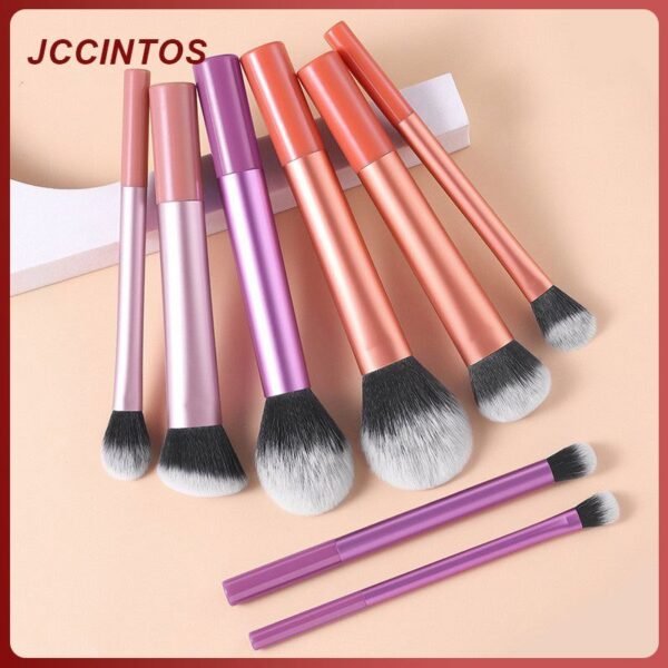8 Pincéis Conjunto de Escovas Maquiagem Profissional com Escova em Pó Solto e Escova de Pó Blush