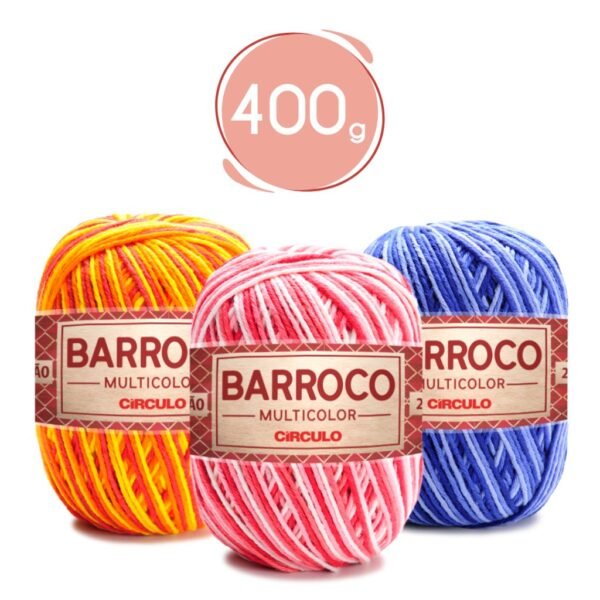 Fio Barroco Multicolor 400g crochê tricô