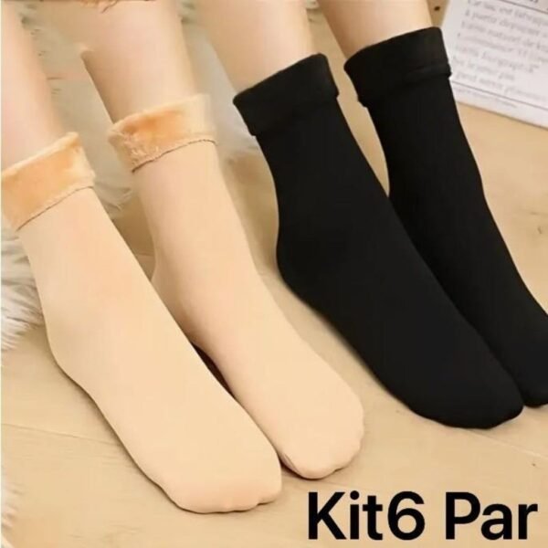 Kit com 6,3,1 pares de meias/meias soquete térmica grossa flanelada fleece inverno frio intenso